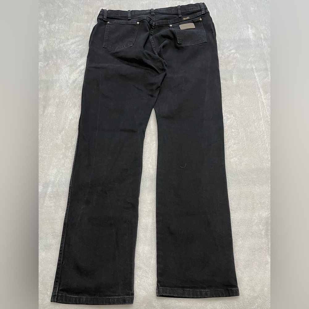 Men’s Black Wrangler Jeans 36”x34” Cowboy Western Rodeo stretch Logo Style A001 - Picture 5 of 12